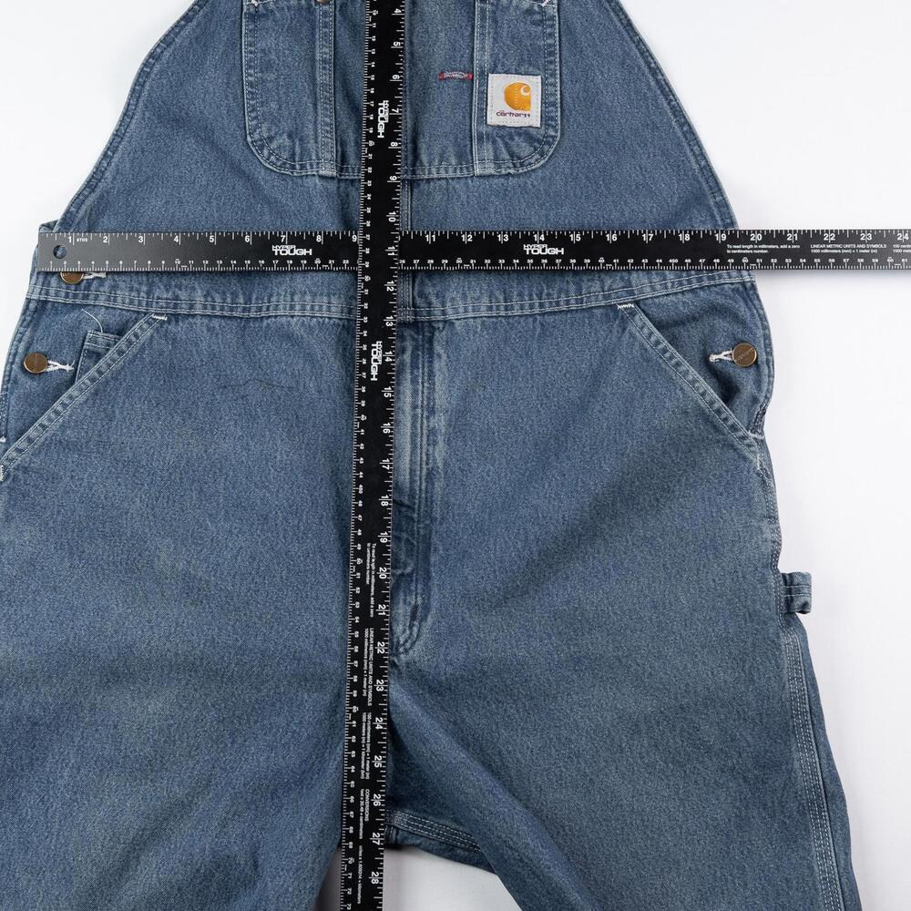 Carhartt Denim Overalls 40x30 Relaxed Fit Blue Workwear Bib Dungarees R07 DST - Picture 6 of 8